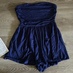 Revolve Blue Strapless Romper